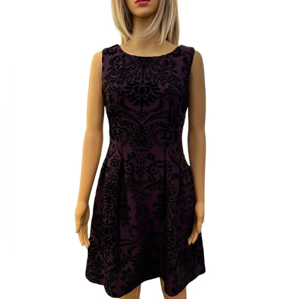 Gabby Style Purple velvet damask dress EUC SZ 8P